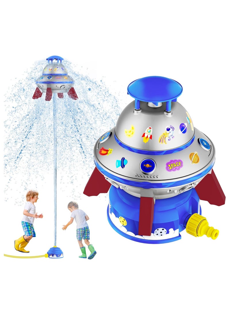 Water Sprinkler for Kids, UFO Water Rocket with Light for Kid, Outdoor Summer Kids Sprinkler Water Toy Play for Yard Backyard Pool Lawn Garden Birthday Gift for Boys Girls Ages 3-12 Year Old