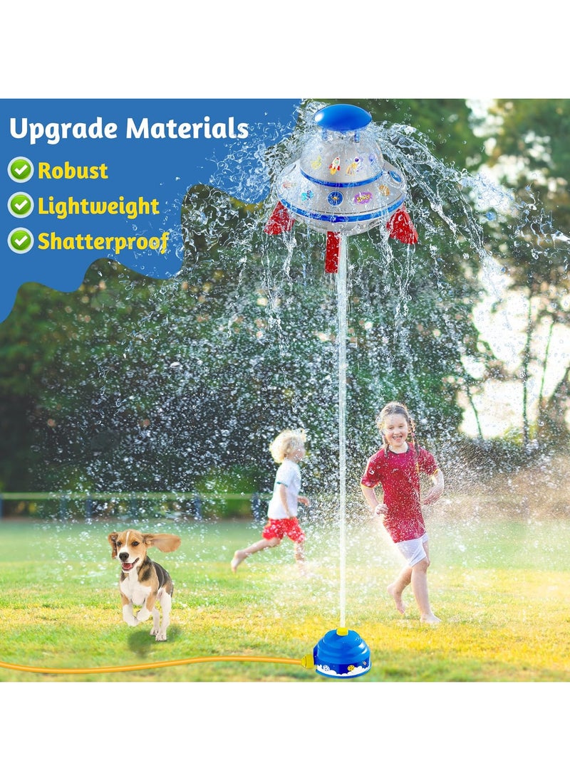 Water Sprinkler for Kids, UFO Water Rocket with Light for Kid, Outdoor Summer Kids Sprinkler Water Toy Play for Yard Backyard Pool Lawn Garden Birthday Gift for Boys Girls Ages 3-12 Year Old