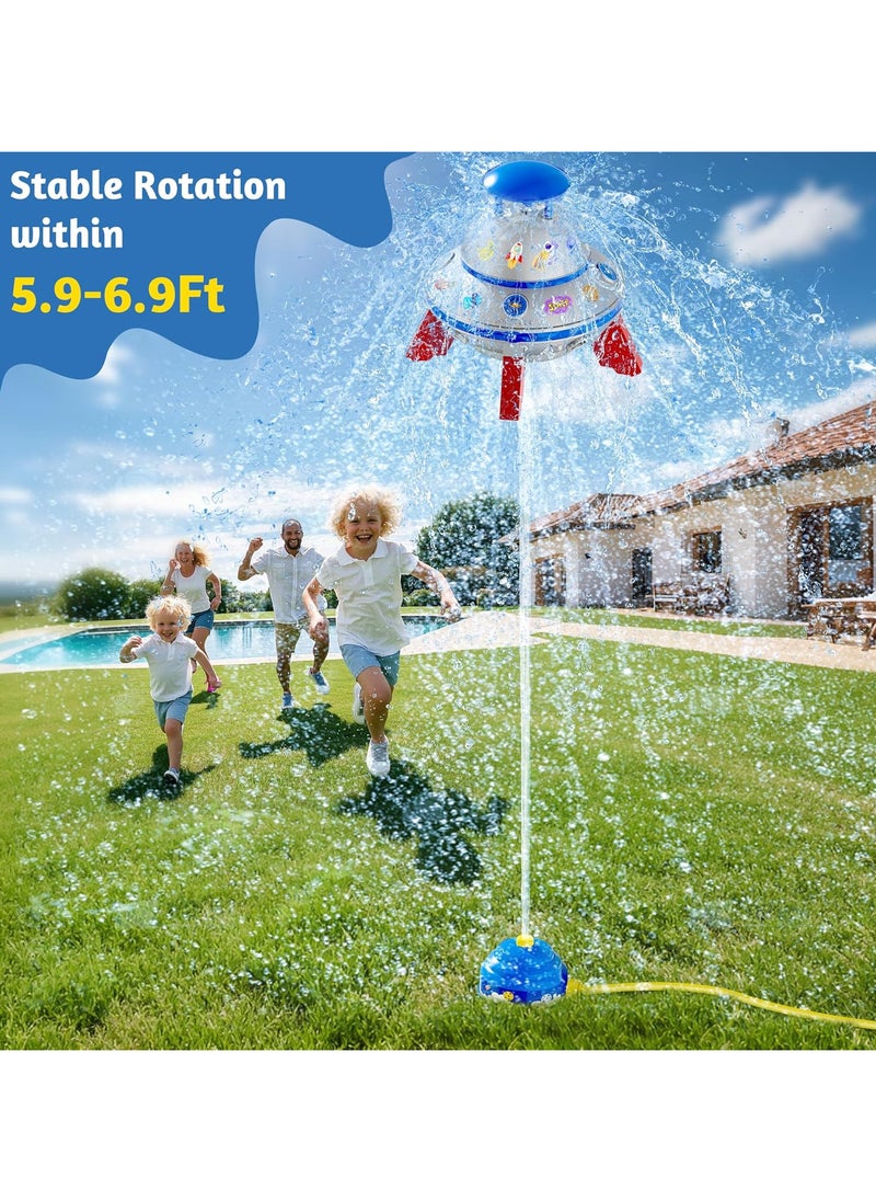 Water Sprinkler for Kids, UFO Water Rocket with Light for Kid, Outdoor Summer Kids Sprinkler Water Toy Play for Yard Backyard Pool Lawn Garden Birthday Gift for Boys Girls Ages 3-12 Year Old