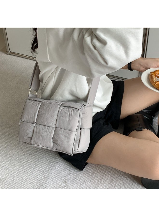 Niche Cotton Woven Pillow Bag Advanced Sense of Autumn-winter Assorted Beancurd Block Small Square Bag Single Shoulder Crossbody Bag Woman