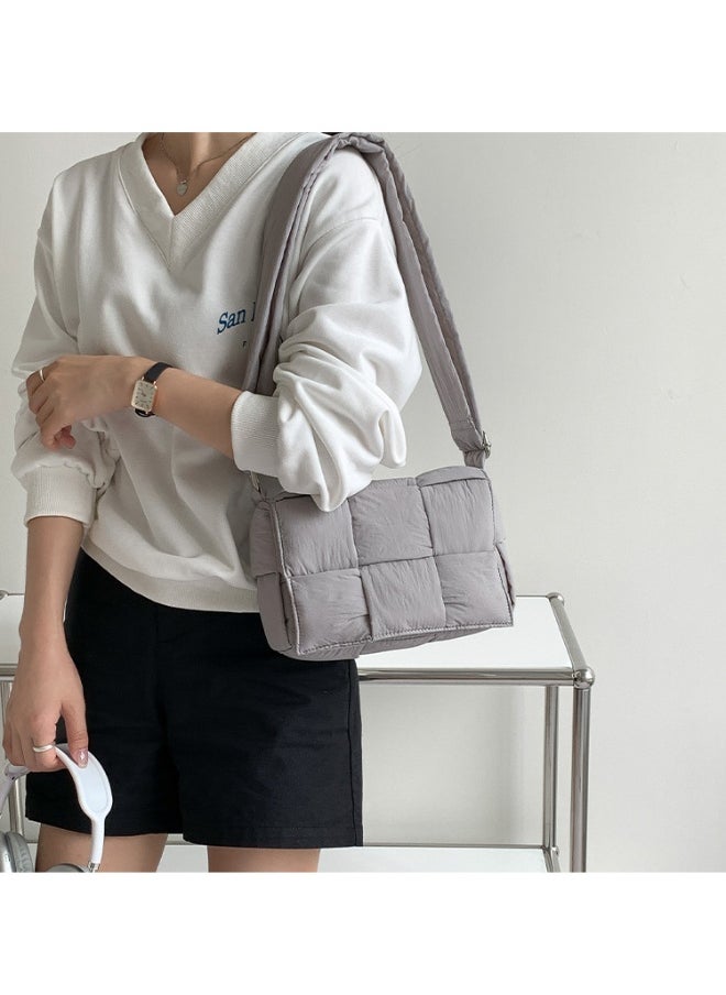Niche Cotton Woven Pillow Bag Advanced Sense of Autumn-winter Assorted Beancurd Block Small Square Bag Single Shoulder Crossbody Bag Woman