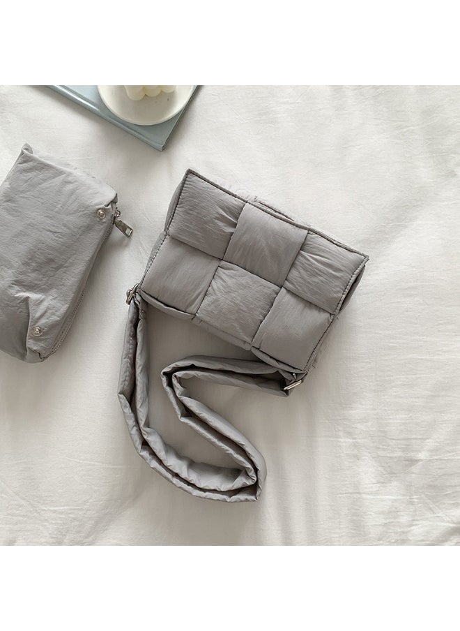 Niche Cotton Woven Pillow Bag Advanced Sense of Autumn-winter Assorted Beancurd Block Small Square Bag Single Shoulder Crossbody Bag Woman