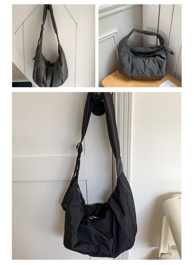 Korean Bag Women's Casual Single Shoulder Crossbody Bag Large Capacity Niche Fashion Wide Shoulder Strap Nylon Dumpling Bag Female