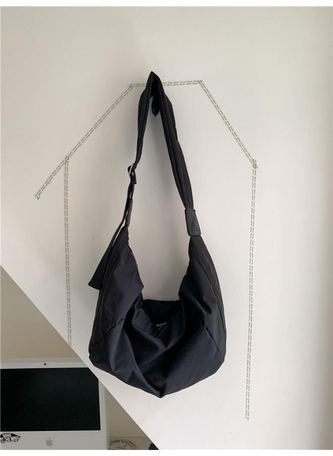 Korean Bag Women's Casual Single Shoulder Crossbody Bag Large Capacity Niche Fashion Wide Shoulder Strap Nylon Dumpling Bag Female