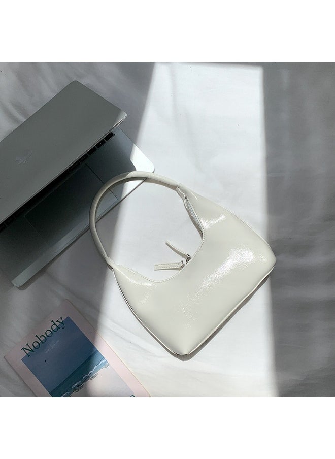Korean Small Handbag Women's High-grade Temperament Simple Female Bag Bright PU Fashion Single Shoulder Niche Design Handbag