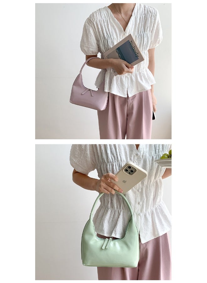Korean Small Handbag Women's High-grade Temperament Simple Female Bag Bright PU Fashion Single Shoulder Niche Design Handbag