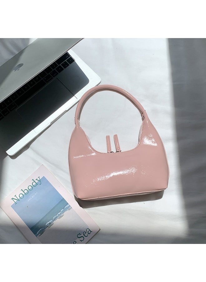 Korean Small Handbag Women's High-grade Temperament Simple Female Bag Bright PU Fashion Single Shoulder Niche Design Handbag