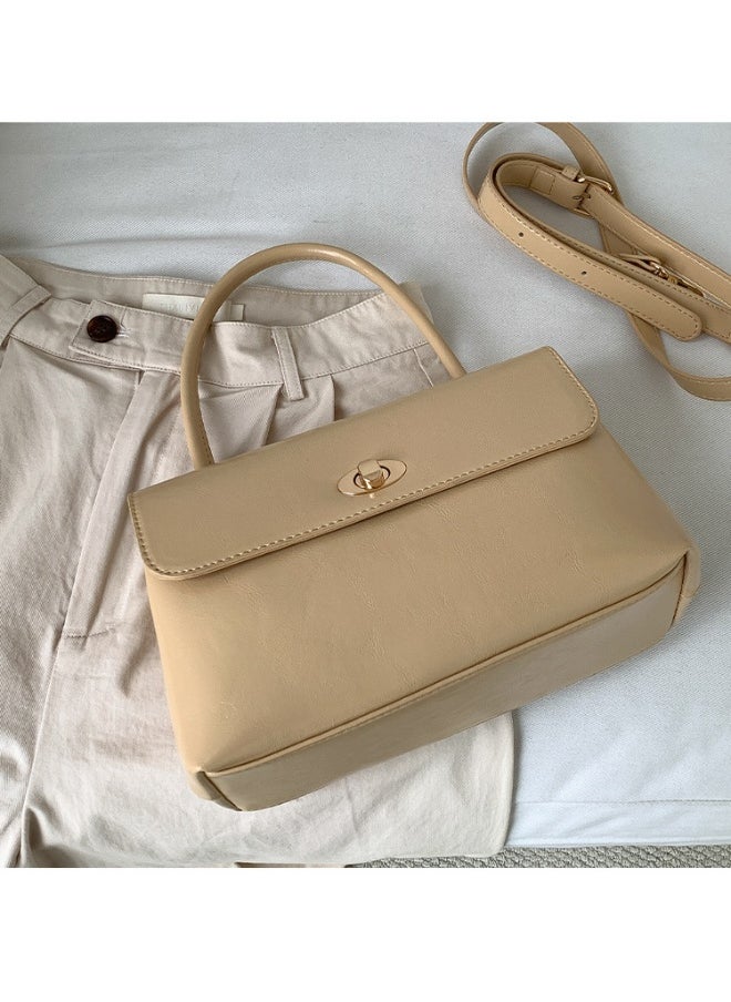 Retro Handbag Fashion Niche Design All Crossbody Bag Oil Wax Skin Foreign Air Clamshell Hand Carrying Small Square Bag