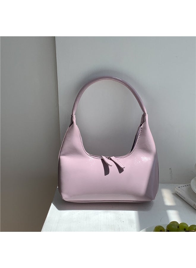 Korean Small Handbag Women's High-grade Temperament Simple Female Bag Bright PU Fashion Single Shoulder Niche Design Handbag