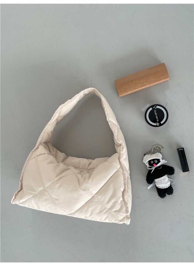 Autumn-winter Women's Bag Large Capacity Soft Down Cloud Bag Nylon Shoulder Bag Female Niche Cotton-padded Diamond Check Handbag