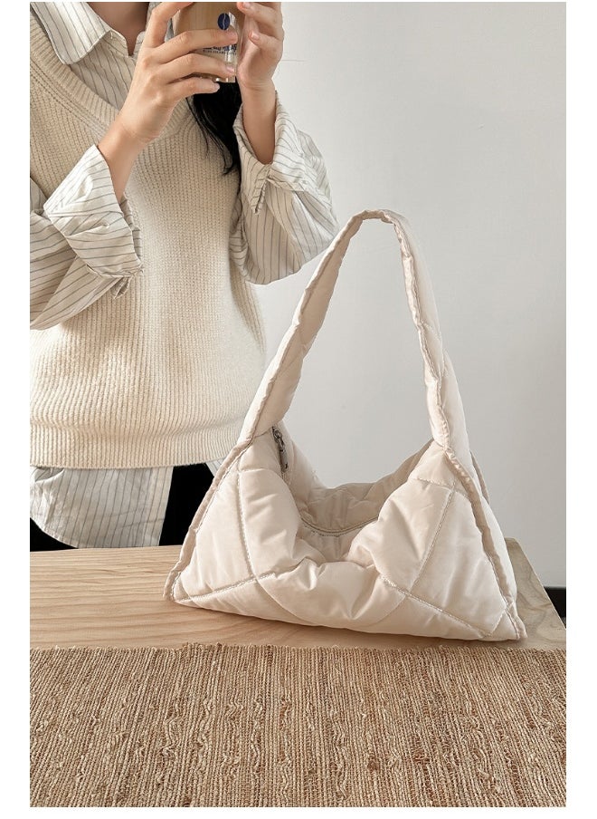 Autumn-winter Women's Bag Large Capacity Soft Down Cloud Bag Nylon Shoulder Bag Female Niche Cotton-padded Diamond Check Handbag