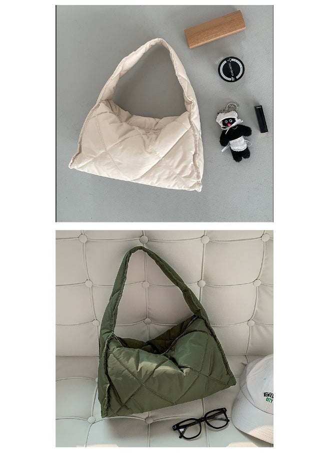 Autumn-winter Women's Bag Large Capacity Soft Down Cloud Bag Nylon Shoulder Bag Female Niche Cotton-padded Diamond Check Handbag
