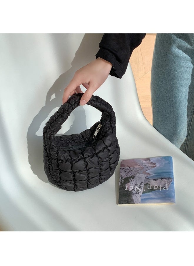 Autumn Pleated Diamond Check Handbag Cute Mini Cloud Bag Fashion Advanced Sense Bubble Down Bag