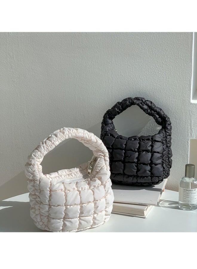 Autumn Pleated Diamond Check Handbag Cute Mini Cloud Bag Fashion Advanced Sense Bubble Down Bag