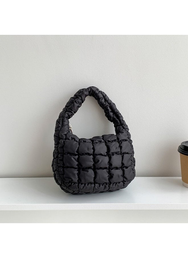 Autumn Pleated Diamond Check Handbag Cute Mini Cloud Bag Fashion Advanced Sense Bubble Down Bag