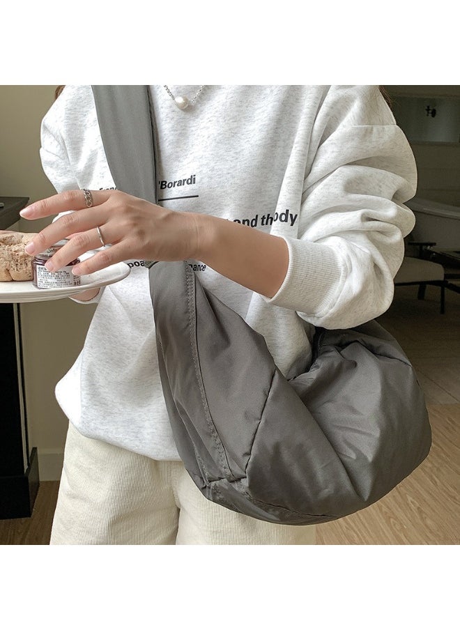 Korean Bag Women's Casual Single Shoulder Crossbody Bag Large Capacity Niche Fashion Wide Shoulder Strap Nylon Dumpling Bag Female