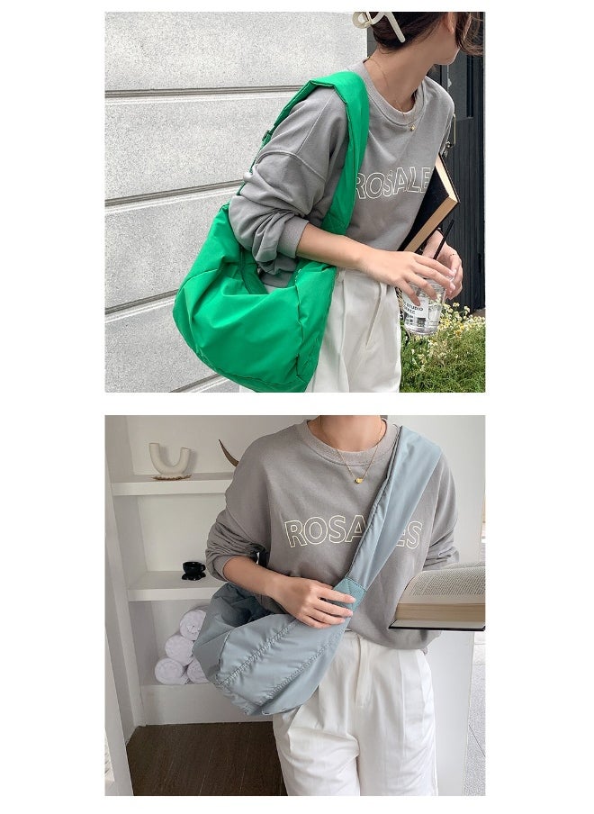 Korean Bag Women's Casual Single Shoulder Crossbody Bag Large Capacity Niche Fashion Wide Shoulder Strap Nylon Dumpling Bag Female