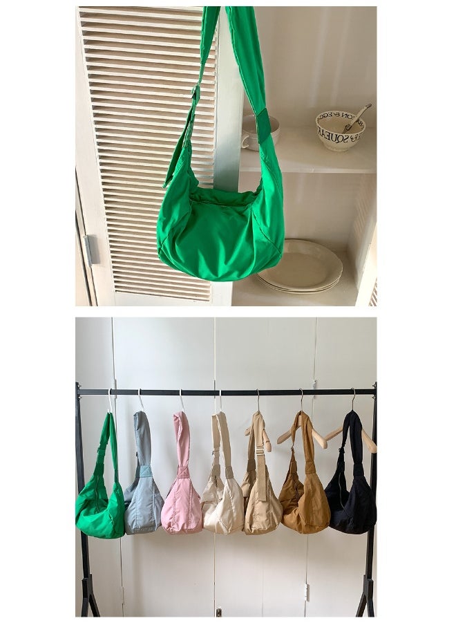 Korean Bag Women's Casual Single Shoulder Crossbody Bag Large Capacity Niche Fashion Wide Shoulder Strap Nylon Dumpling Bag Female