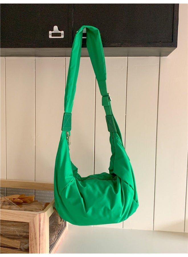Korean Bag Women's Casual Single Shoulder Crossbody Bag Large Capacity Niche Fashion Wide Shoulder Strap Nylon Dumpling Bag Female