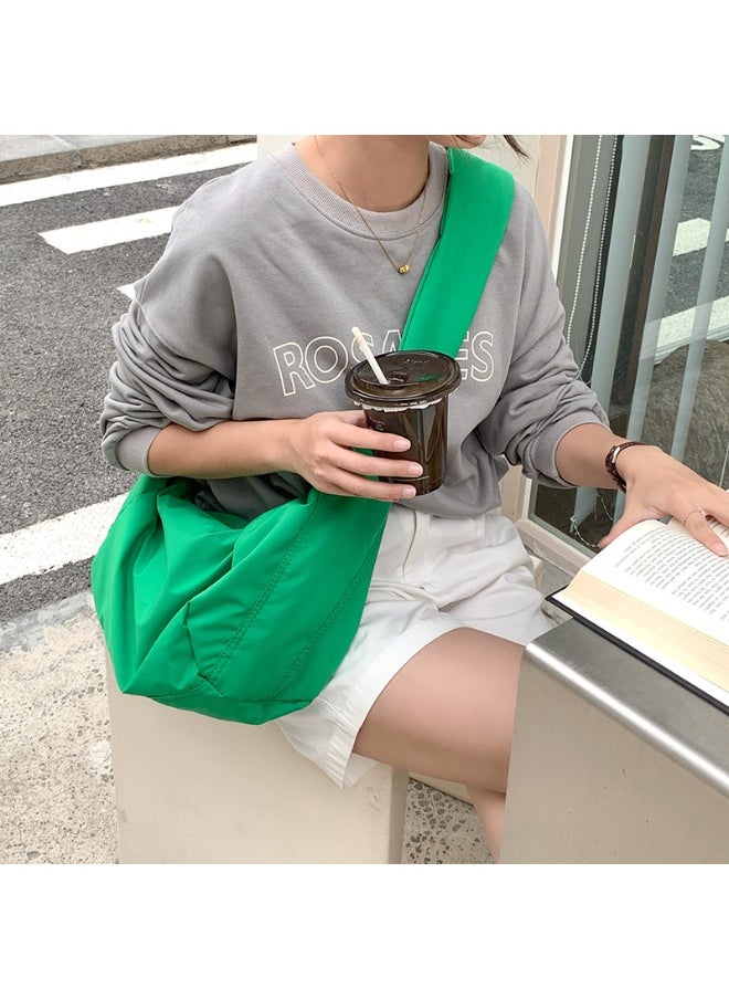 Korean Bag Women's Casual Single Shoulder Crossbody Bag Large Capacity Niche Fashion Wide Shoulder Strap Nylon Dumpling Bag Female