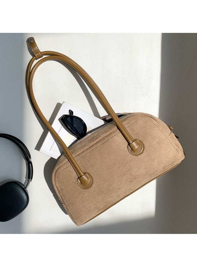Vintage Fashion Suede Bag Niche High-grade Baguette Bag Large Capacity Shoulder Bag for Woman