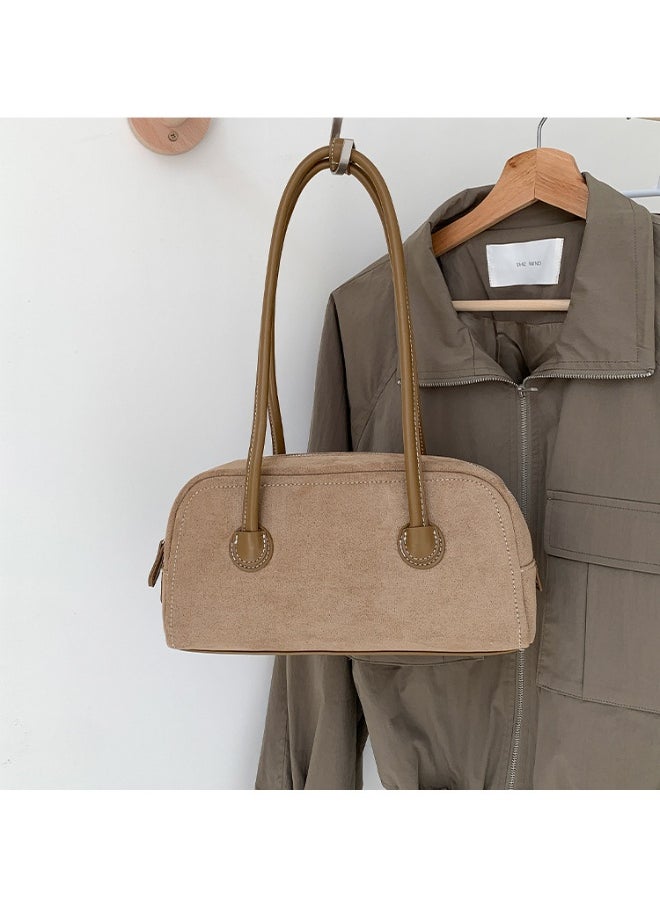 Vintage Fashion Suede Bag Niche High-grade Baguette Bag Large Capacity Shoulder Bag for Woman