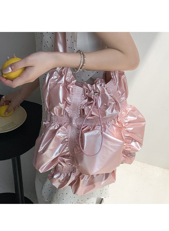 Niche Design Fold Large Capacity Shoulder Bag Personality Drawstring Cloud Bag Irregular Underarm Bag Advanced Sense