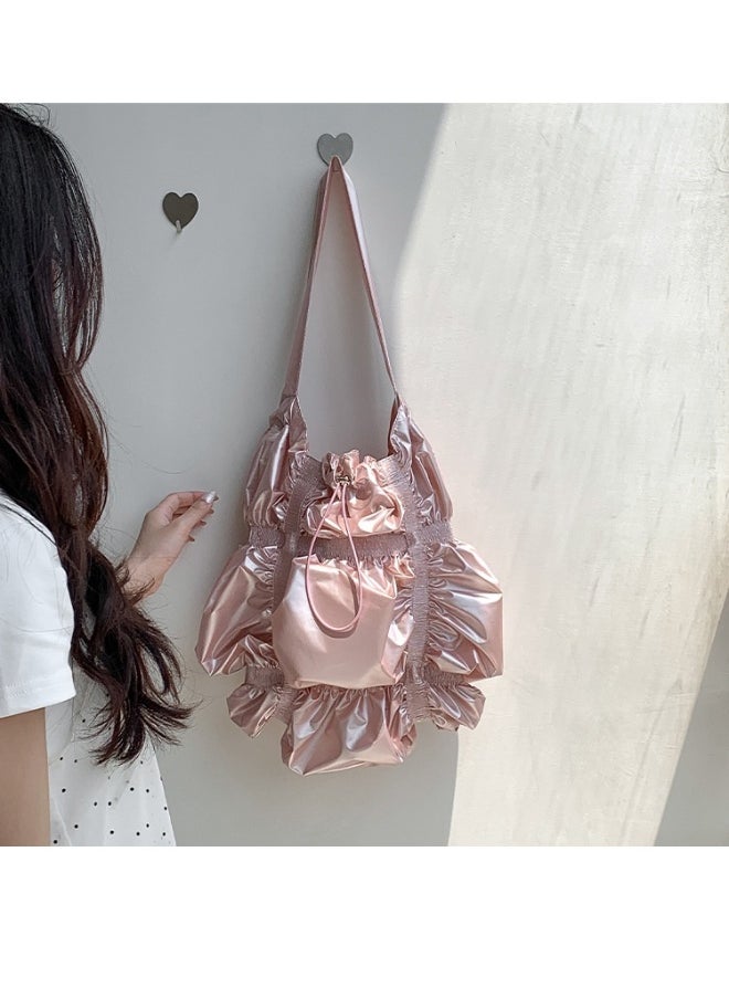 Niche Design Fold Large Capacity Shoulder Bag Personality Drawstring Cloud Bag Irregular Underarm Bag Advanced Sense