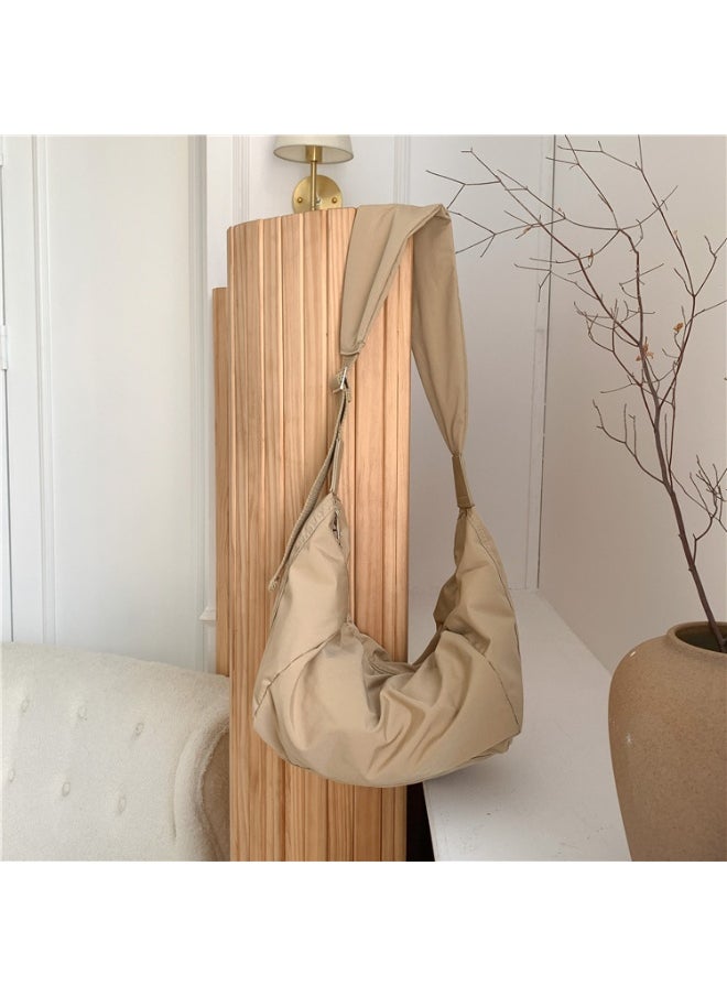 Korean Bag Women's Casual Single Shoulder Crossbody Bag Large Capacity Niche Fashion Wide Shoulder Strap Nylon Dumpling Bag Female