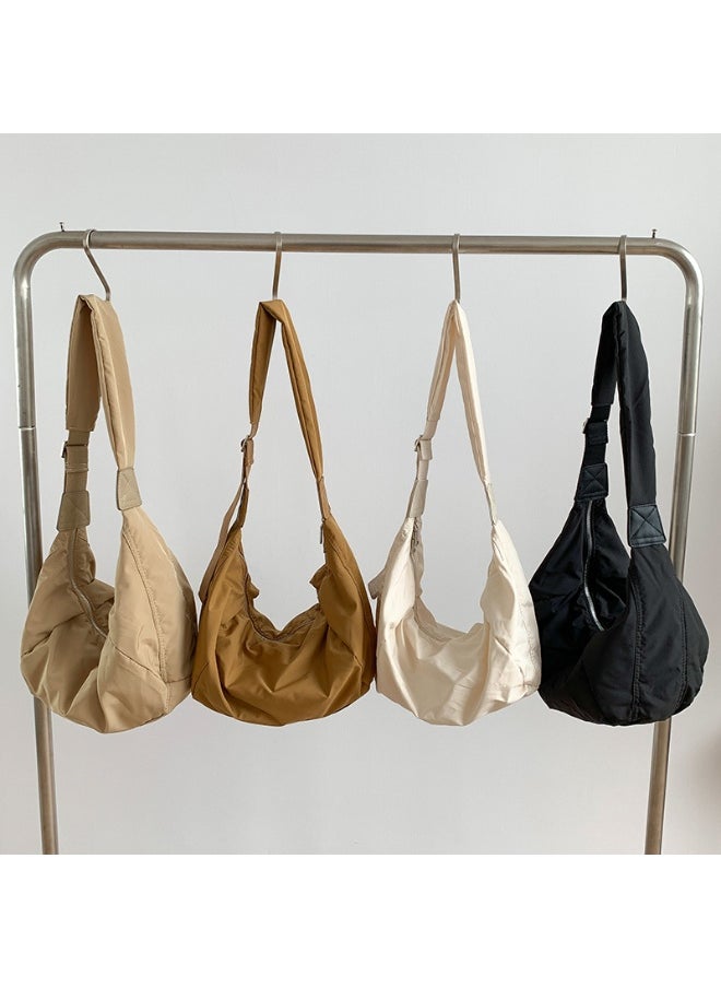 Korean Bag Women's Casual Single Shoulder Crossbody Bag Large Capacity Niche Fashion Wide Shoulder Strap Nylon Dumpling Bag Female