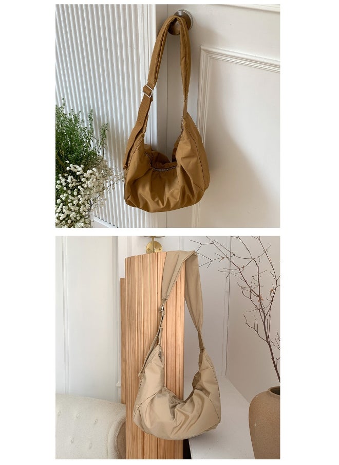 Korean Bag Women's Casual Single Shoulder Crossbody Bag Large Capacity Niche Fashion Wide Shoulder Strap Nylon Dumpling Bag Female