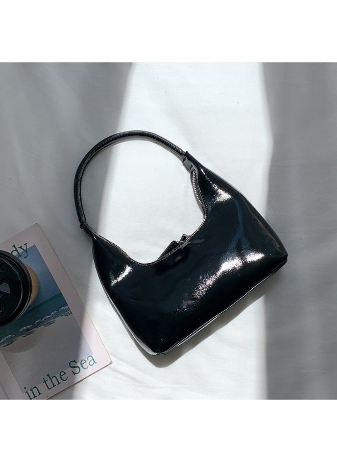 Korean Small Handbag Women's High-grade Temperament Simple Female Bag Bright PU Fashion Single Shoulder Niche Design Handbag