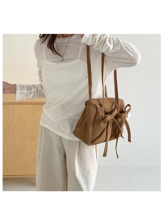 Fashion Bow Tote Bag Summer Luxury Sense Large Capacity Shoulder Bag Women's Simple Velcron Commuter Bag