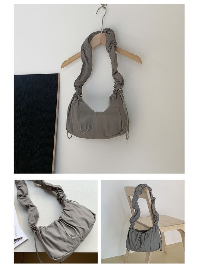 Korean Women's Bag Fold Bag Trend Literary Crossbody Nylon Bag Niche Design Fashion Casual Shoulder Small Square Bag
