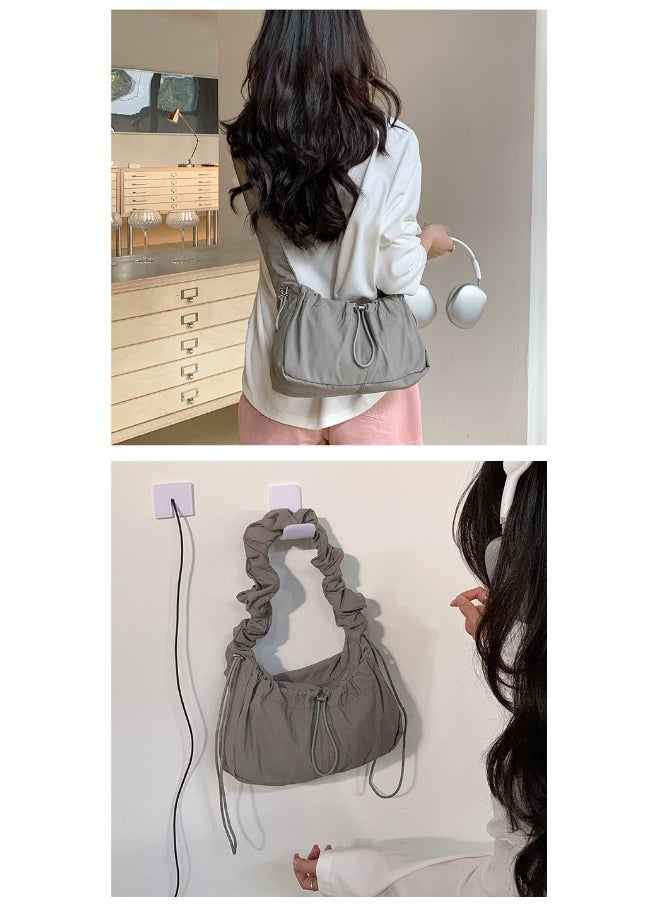 Korean Women's Bag Fold Bag Trend Literary Crossbody Nylon Bag Niche Design Fashion Casual Shoulder Small Square Bag