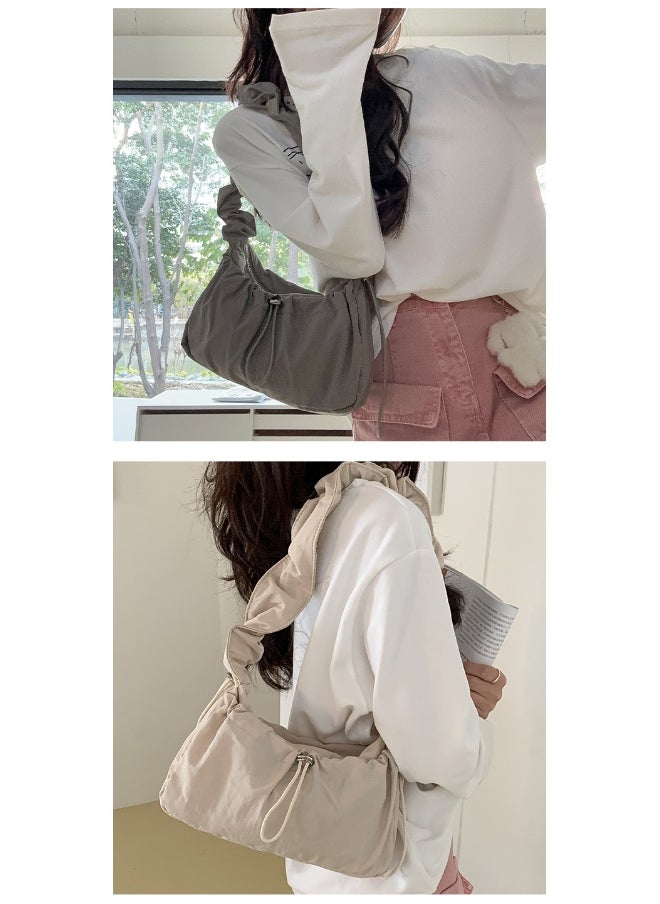 Korean Women's Bag Fold Bag Trend Literary Crossbody Nylon Bag Niche Design Fashion Casual Shoulder Small Square Bag