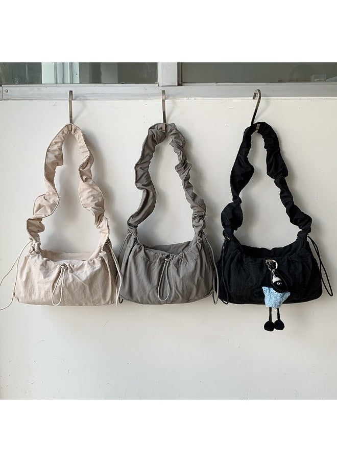 Korean Women's Bag Fold Bag Trend Literary Crossbody Nylon Bag Niche Design Fashion Casual Shoulder Small Square Bag