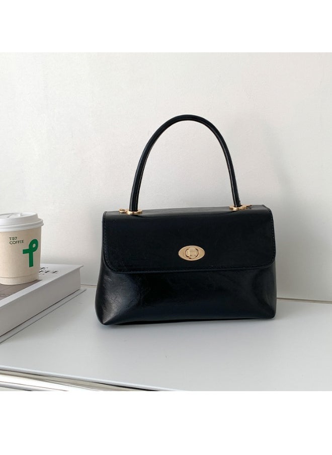 Retro Handbag Fashion Niche Design All Crossbody Bag Oil Wax Skin Foreign Air Clamshell Hand Carrying Small Square Bag
