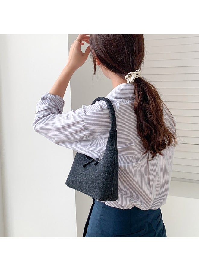 Korean Denim Hand Dumpling Bag Fashion Niche Baguette Bag High-grade Underarm Bag Female