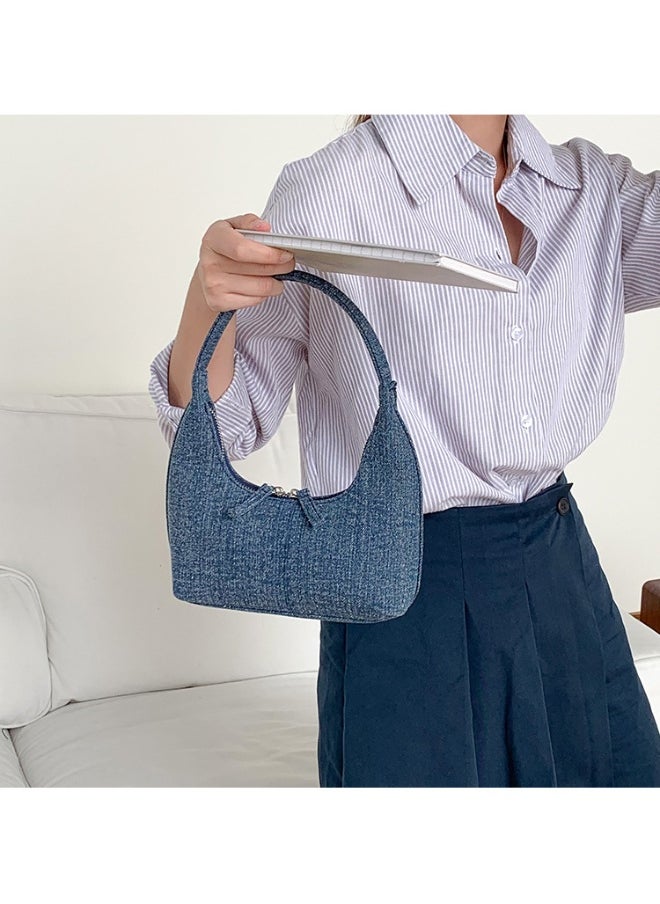 Korean Denim Hand Dumpling Bag Fashion Niche Baguette Bag High-grade Underarm Bag Female