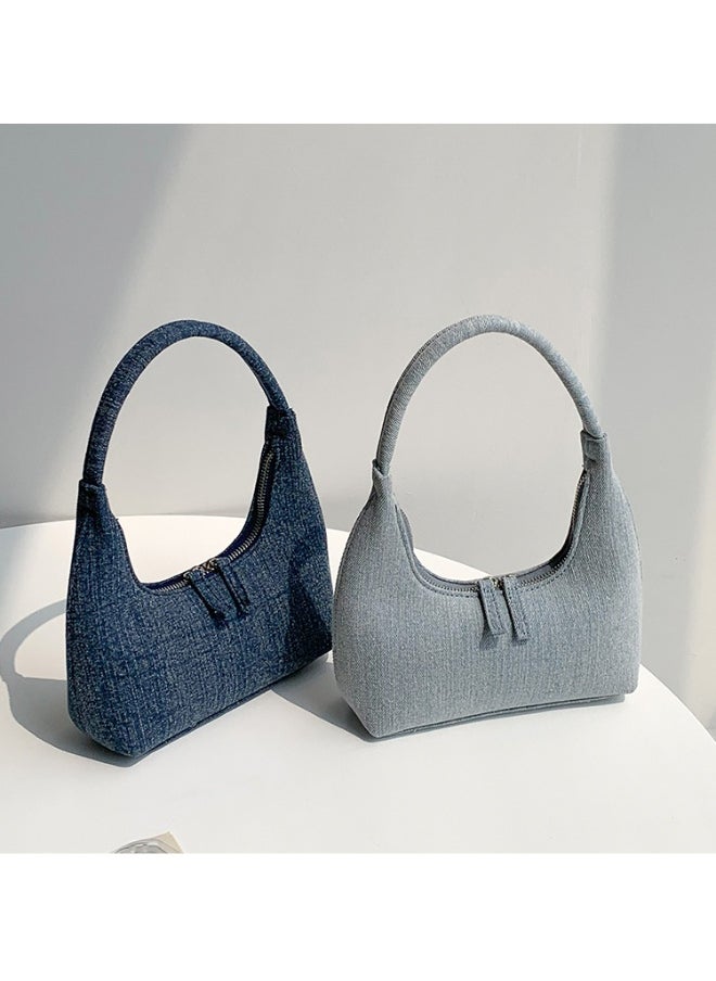 Korean Denim Hand Dumpling Bag Fashion Niche Baguette Bag High-grade Underarm Bag Female