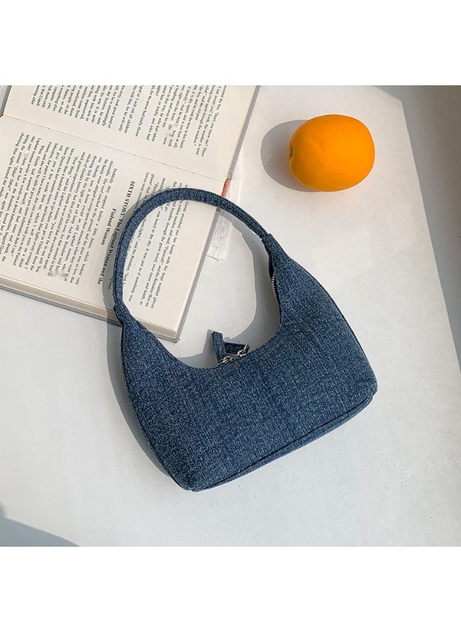 Korean Denim Hand Dumpling Bag Fashion Niche Baguette Bag High-grade Underarm Bag Female