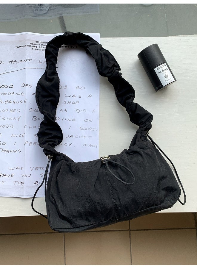 Korean Women's Bag Fold Bag Trend Literary Crossbody Nylon Bag Niche Design Fashion Casual Shoulder Small Square Bag