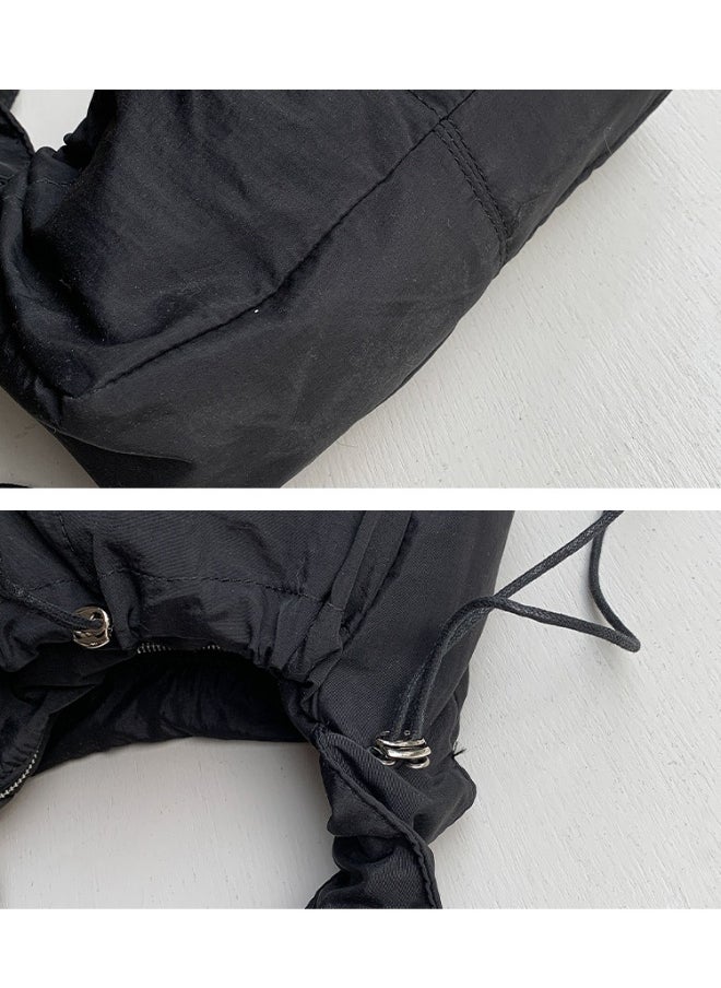 Korean Women's Bag Fold Bag Trend Literary Crossbody Nylon Bag Niche Design Fashion Casual Shoulder Small Square Bag