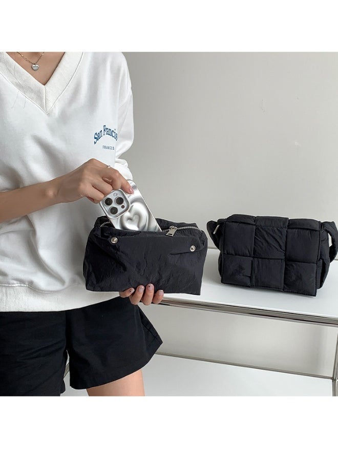 Niche Cotton Woven Pillow Bag Advanced Sense of Autumn-winter Assorted Beancurd Block Small Square Bag Single Shoulder Crossbody Bag Woman