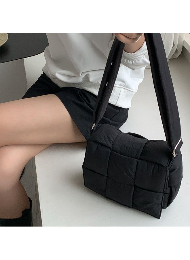Niche Cotton Woven Pillow Bag Advanced Sense of Autumn-winter Assorted Beancurd Block Small Square Bag Single Shoulder Crossbody Bag Woman