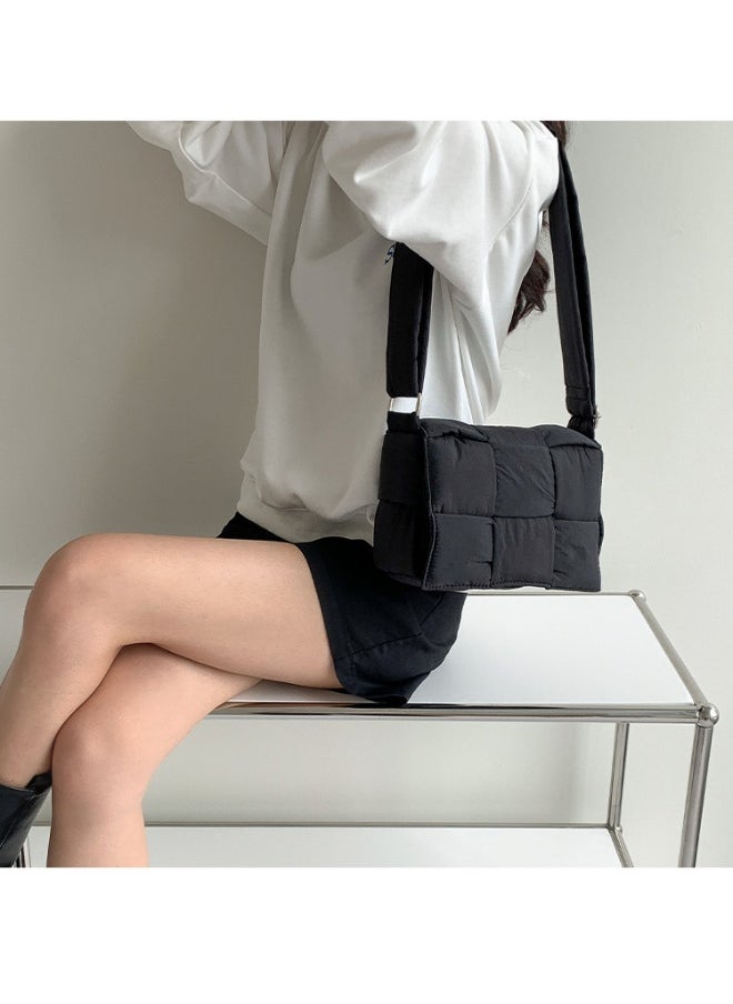 Niche Cotton Woven Pillow Bag Advanced Sense of Autumn-winter Assorted Beancurd Block Small Square Bag Single Shoulder Crossbody Bag Woman