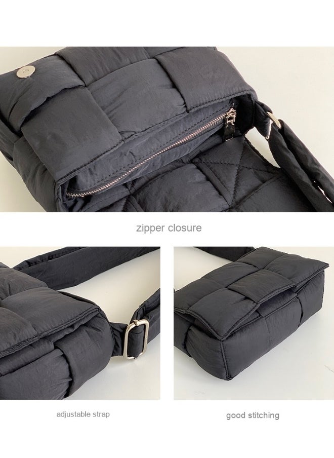 Niche Cotton Woven Pillow Bag Advanced Sense of Autumn-winter Assorted Beancurd Block Small Square Bag Single Shoulder Crossbody Bag Woman