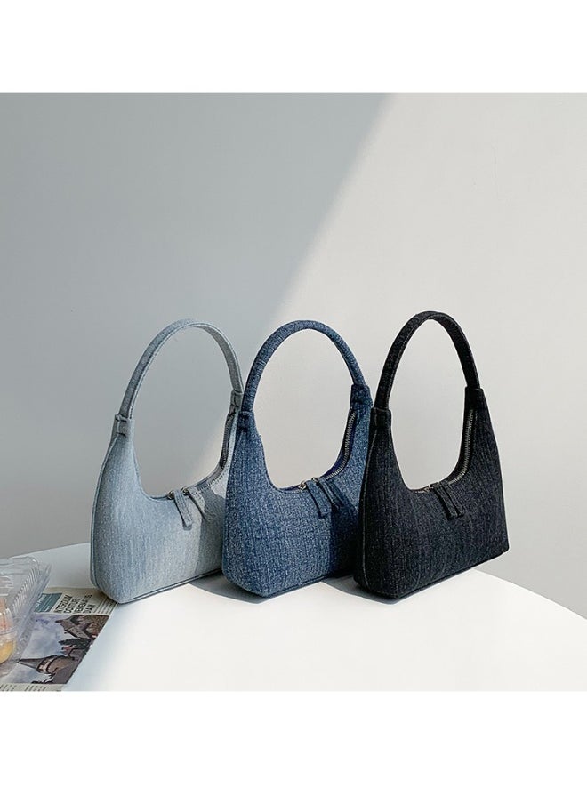 Korean Denim Hand Dumpling Bag Fashion Niche Baguette Bag High-grade Underarm Bag Female