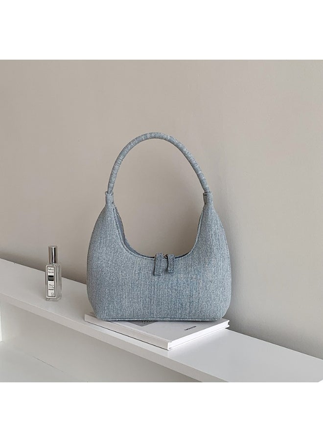 Korean Denim Hand Dumpling Bag Fashion Niche Baguette Bag High-grade Underarm Bag Female